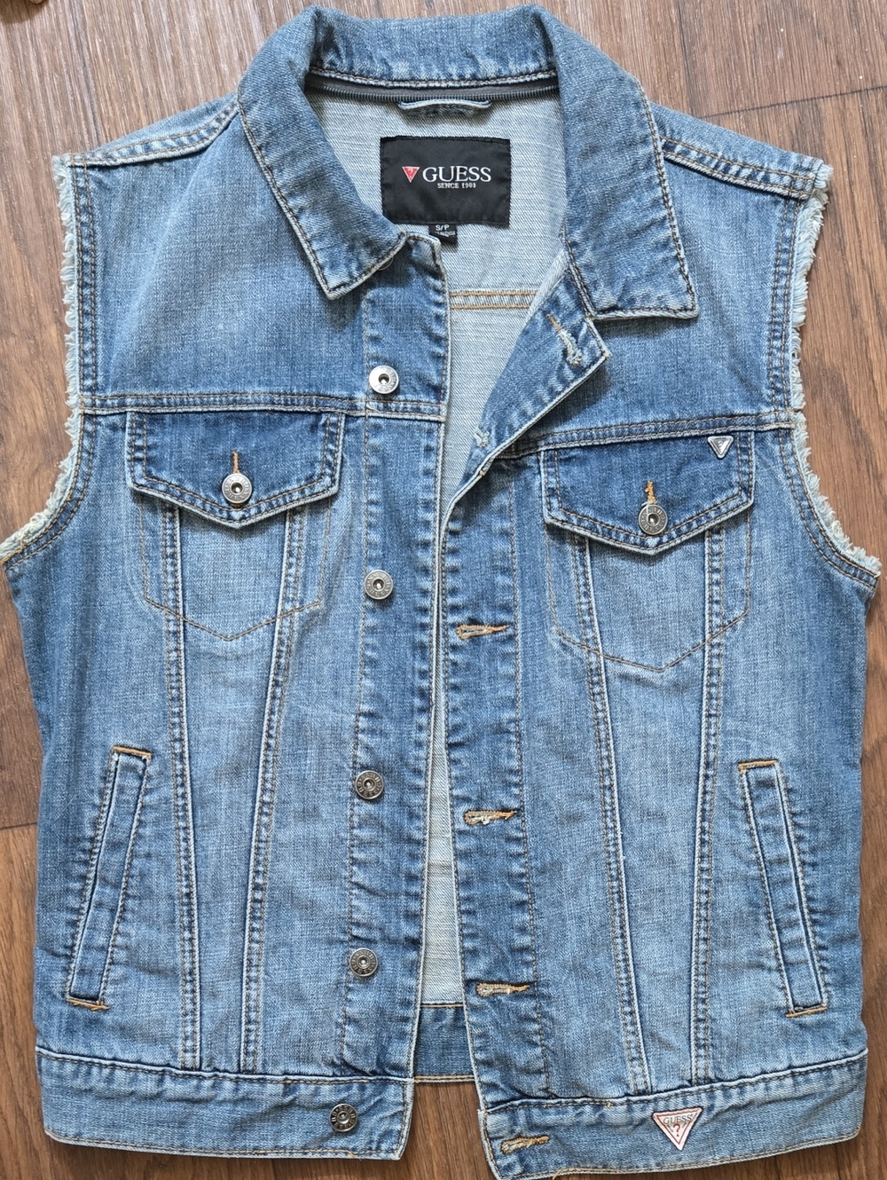 Guess Light Blue Denim Sleeveless Vest